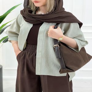 شومیز مانتویی پشت بلند زنانه روشا - سیمانی - تاتاتا
