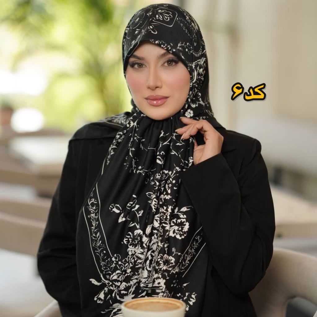 قیمت ارزان روسری ابریشم ژاکارد های کوالیتی سفیدمشکی