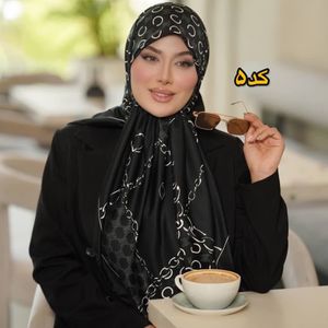خرید اینترنتی روسری ابریشم ژاکارد های کوالیتی سفیدمشکی