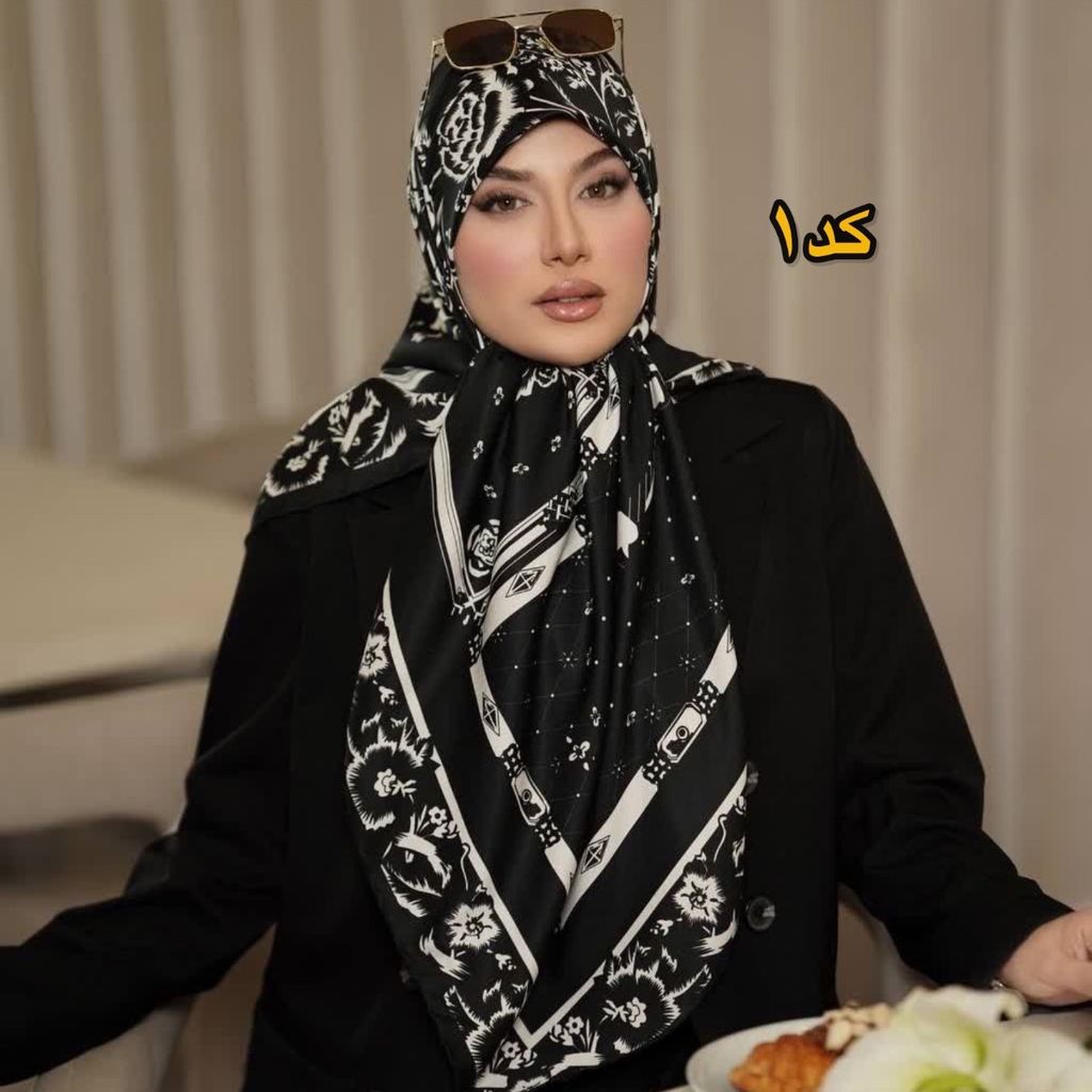 فروش اینترنتی روسری ابریشم ژاکارد های کوالیتی سفیدمشکی