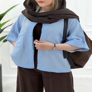 شومیز مانتویی شانتون - آبی روشن - تاتاتا
