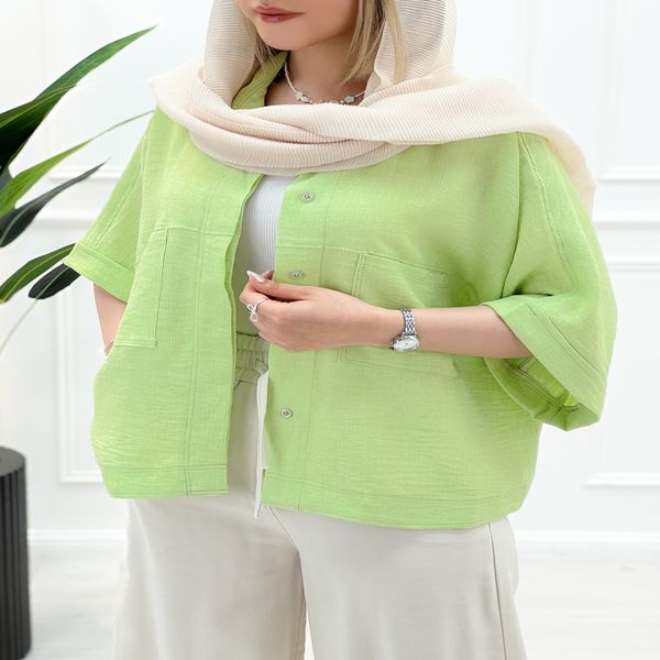 شومیز مانتویی شانتون - سبز - تاتاتا