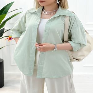 شومیز مانتویی بلند زنانه الناز - سبز - تاتاتا