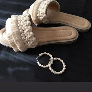 ست صندل و گوشواره مکرومه بافی