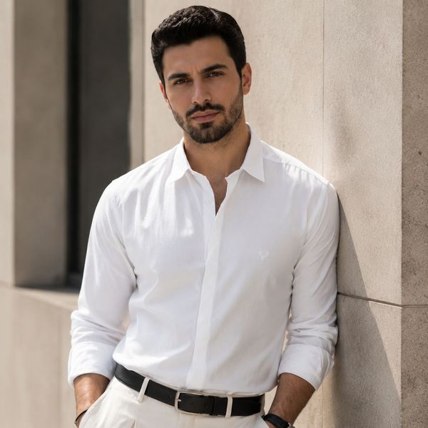 پیراهن آستین بلند نخی مدل P790سفید