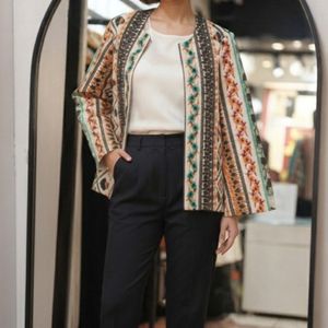 فروش اینترنتی کت لینن سوزندوزی مدل فیروزه