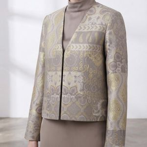خرید آنلاین کراپ کت مهمانی ژاکارد مدل لوتوس