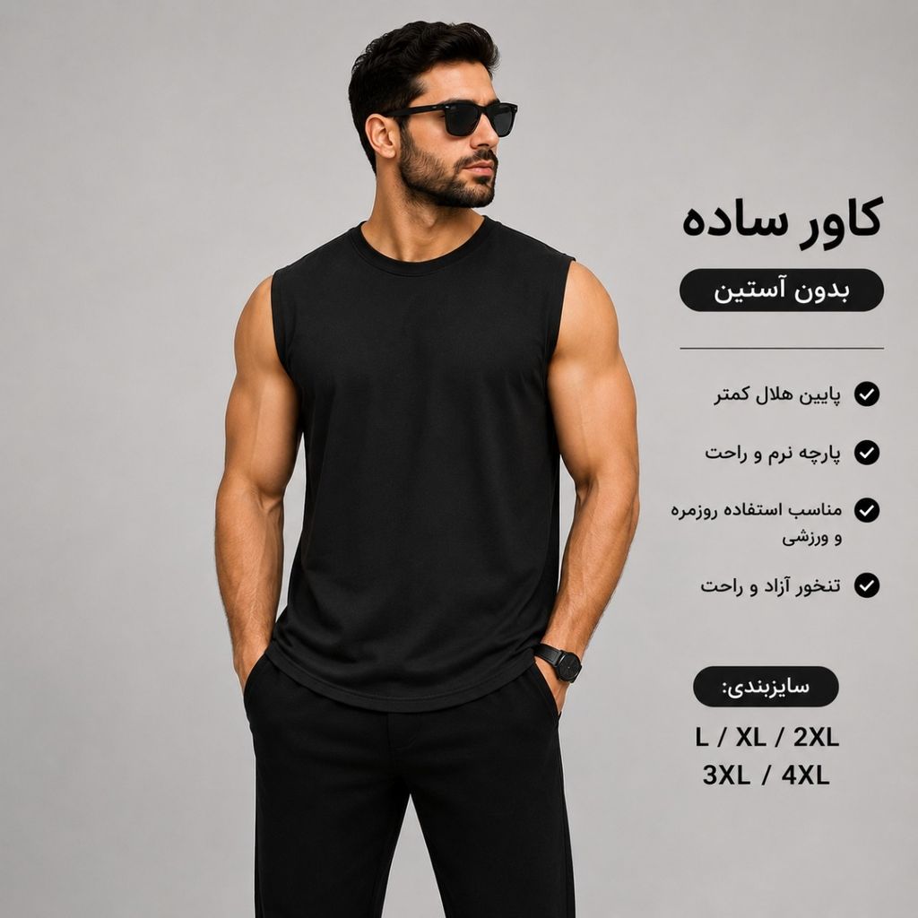 قیمت ارزان کاور مردانه ساده باشگاهی تیشرت حلقه ای مشکی