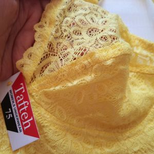 فروش اینترنتی سوتین گیپور توری زنانه زیرنخی رنگ زرد