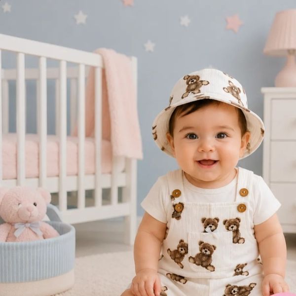 ست بیلر، بادی و کلاه پریمیوم طرح تدی رنگ سفید برند totobaby