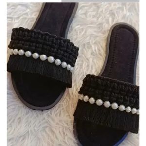 صندل مکرومه تخت روفرشی رنگ مشکی