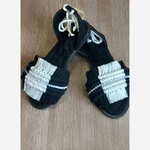 صندل مکرومه مشکی رکابدار