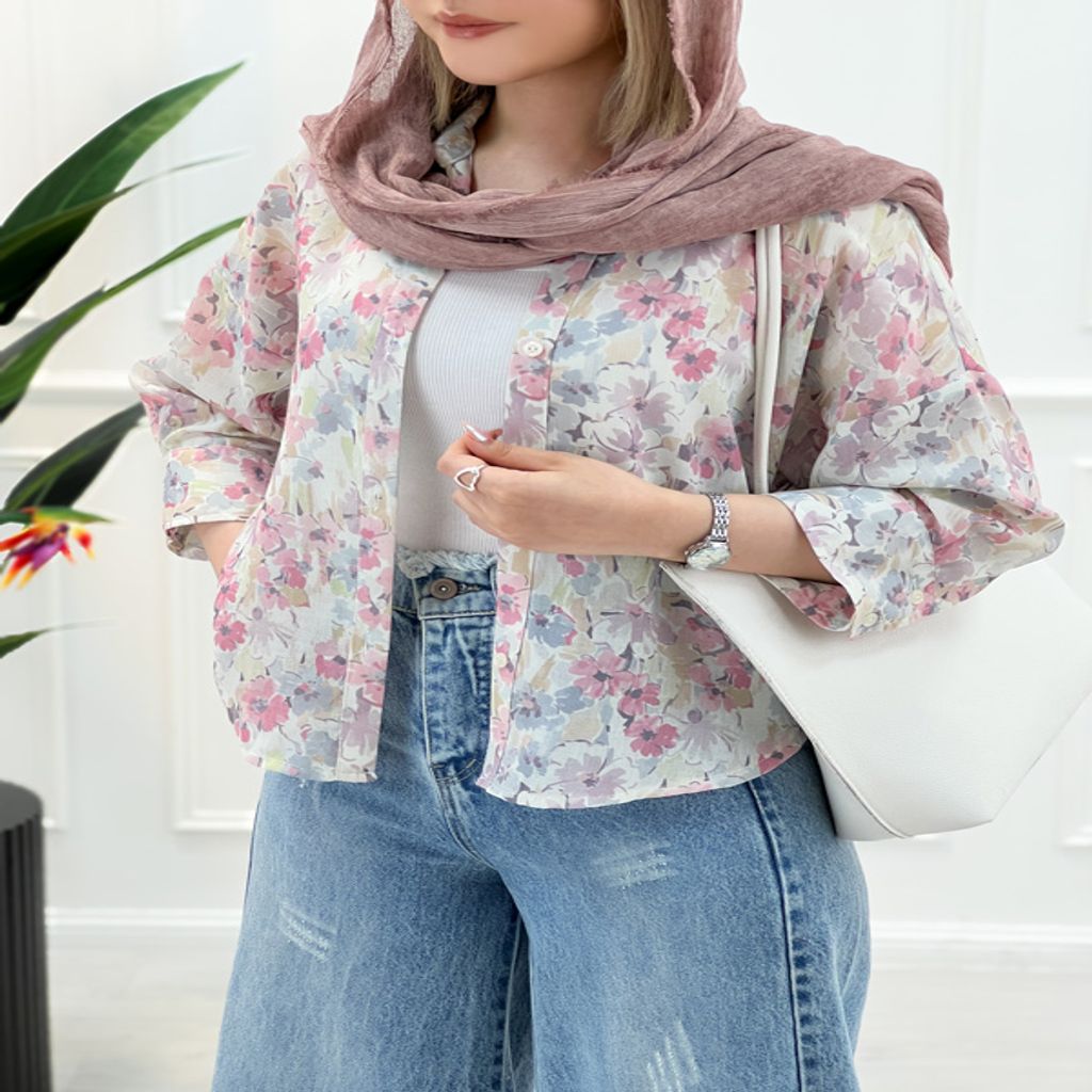 خرید اینترنتی قیمت شومیز مانتویی گل دار آیسانا - طرح8 - تاتاتا