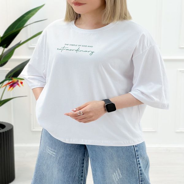 تیشرت نوشته دار اورسایز زنانه تیارا