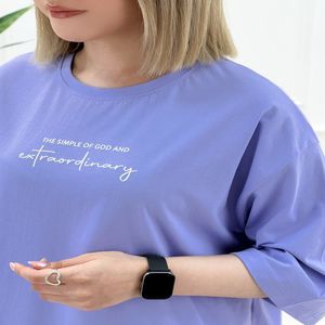خرید اینترنتی قیمت تیشرت نوشته دار اورسایز زنانه تیارا - تاتاتا
