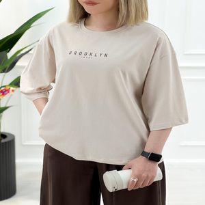 خرید اینترنتی قیمت تیشرت ساده زنانه متن بروکلین - تاتاتا