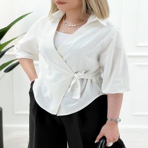 شومیز یک طرفه یقه هفت زنانه باربی - سفید - تاتاتا