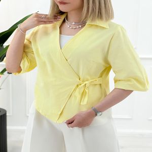 شومیز یک طرفه یقه هفت زنانه باربی - لیمویی - تاتاتا