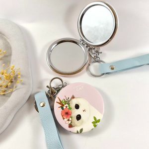 آینه جیبی دوطرفه با بند چرمی | دلسامه