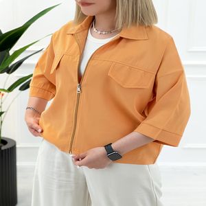 خرید اینترنتی قیمت شومیز کتی جلو زیپ زنانه - تاتاتا