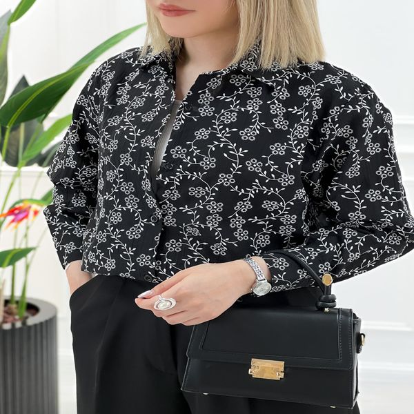 شومیز مانتویی طرحدار شیشه ای آویدا