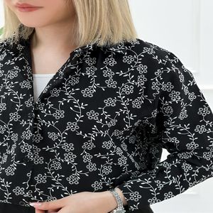 خرید اینترنتی قیمت شومیز مانتویی طرحدار شیشه ای آویدا - مشکی - تاتاتا