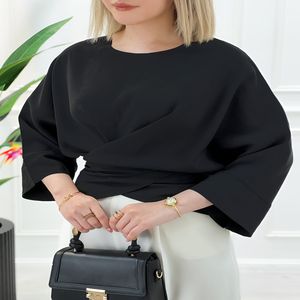 شومیز چپ و راستی پشت گره ای میترا - مشکی