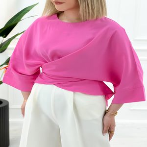 شومیز چپ و راستی پشت گره ای میترا - صورتی تیره