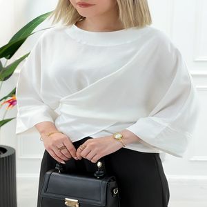 شومیز چپ و راستی پشت گره ای میترا - سفید