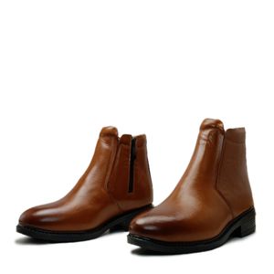خرید اینترنتی قیمت نیم بوت مردانه چلسی بغل زیپ چرم طبیعی  si141