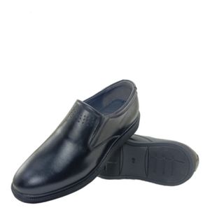 خرید اینترنتی قیمت کفش رسمی/روزمره مردانه طبی بدون بند ساده چرم طبیعی مشکی بزرگ پا