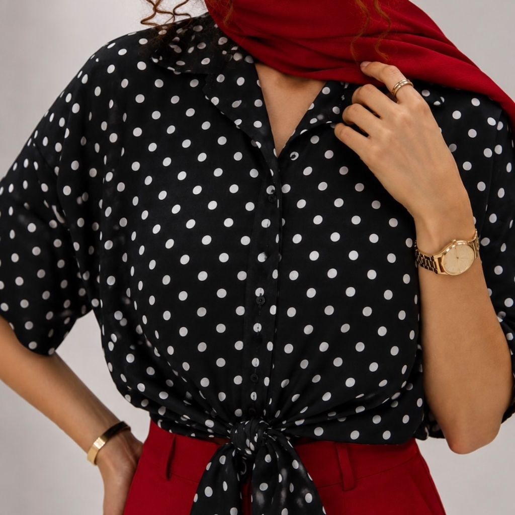 مشخصات شومیز جلو گره توپ توپی زنانه