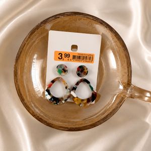 گوشواره رزینی اشکی ماربل چندرنگ