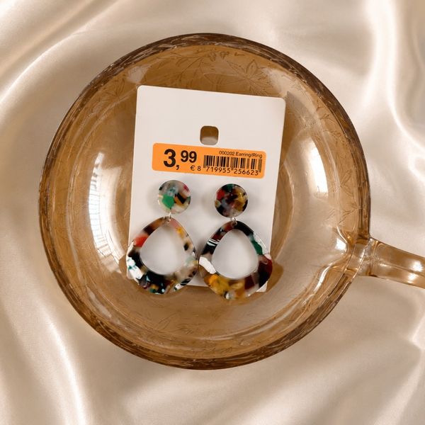 گوشواره رزینی اشکی ماربل چندرنگ