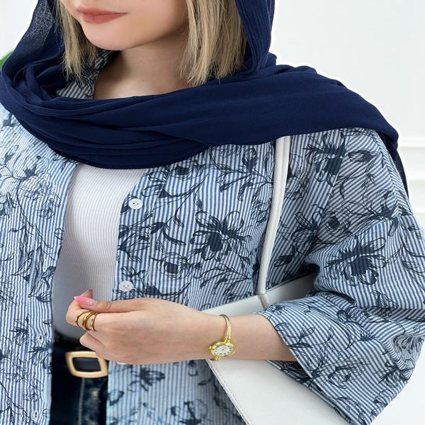 شومیز مانتویی راه راه کاتیا زنانه - سرمه‌ای