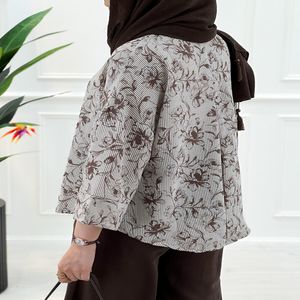 خرید اینترنتی قیمت شومیز مانتویی راه راه کاتیا زنانه - شکلاتی