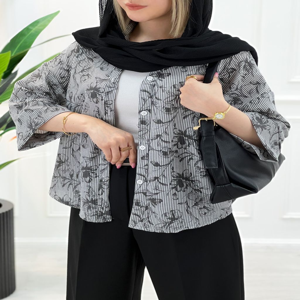 خرید اینترنتی قیمت شومیز مانتویی راه راه کاتیا زنانه - مشکی