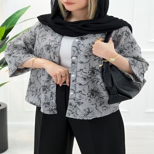 خرید اینترنتی قیمت شومیز مانتویی راه راه کاتیا زنانه - مشکی