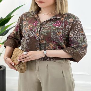شومیز خنک تابستانه طرحدار ایتالیایی - شکلاتی
