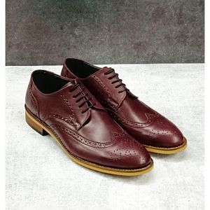 خرید انلاین کفش مردانه مجلسی چرم طبیعی دست دوز ویلسون زرشکی