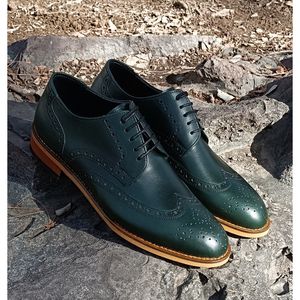 خرید اینترنتی کفش مردانه مجلسی چرم طبیعی دست دوز ویلسون یشمی