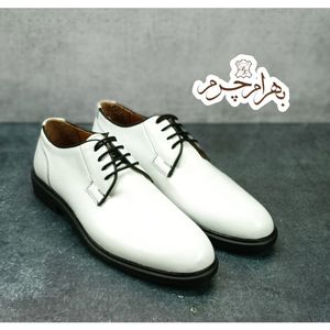 کفش مردانه اداری چرم طبیعی مدل سایروس سفید