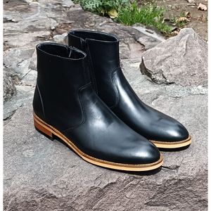 فروش اینترنتی نیم بوت مردانه چرم طبیعی مشکی آلپاین زیره نچرال