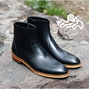 نیم بوت مردانه چرم طبیعی مشکی آلپاین زیره نچرال