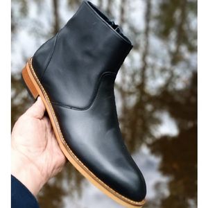 فروش اینترنتی نیم بوت مردانه چرم طبیعی مشکی آلپاین زیره نچرال