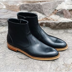 فروش اینترنتی نیم بوت مردانه چرم طبیعی مشکی آلپاین زیره نچرال