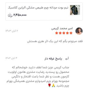 خرید انلاین نیم بوت مردانه چرم طبیعی مشکی آلپاین زیره نچرال