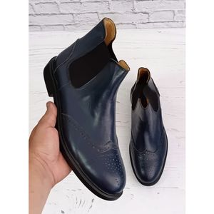 مشخصات نیم بوت مردانه چرم طبیعی دستدوز کایوت سرمه ای تک سایز