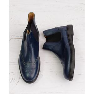 خرید اینترنتی نیم بوت مردانه چرم طبیعی دستدوز کایوت سرمه ای تک سایز
