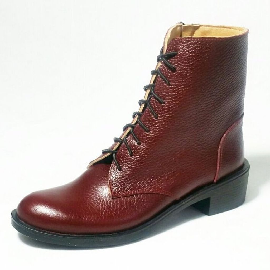 خرید انلاین نیم بوت زنانه اسپرت چرم طبیعی مدل مونیکا زرشکی تک سایز
